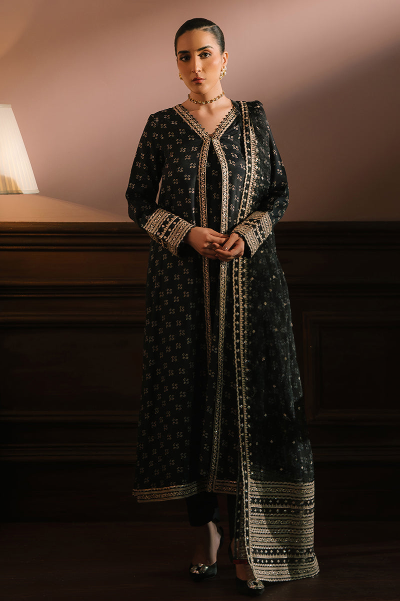 CHARCOAL REVERIE-3PC SILK EMBROIDERED SUIT