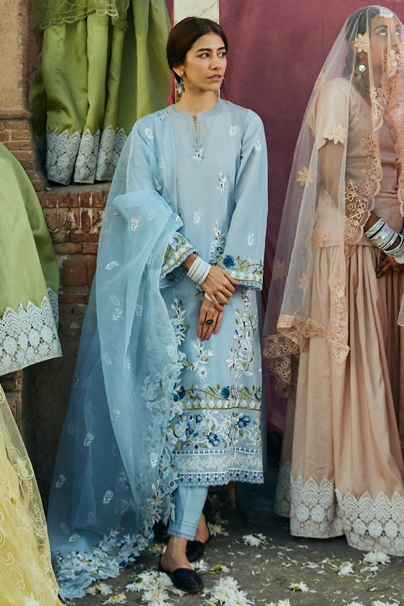 CERULEAN ORNATE STITCH 3PC: LAWN EMBROIDERED  SUIT