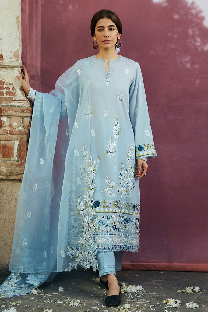 CERULEAN ORNATE STITCH 3PC: LAWN EMBROIDERED  SUIT