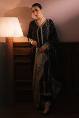 CHARCOAL REVERIE-3PC SILK EMBROIDERED SUIT