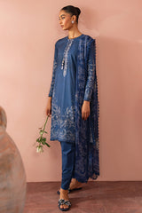 ORNATE BLUE-3 PC (SHIRT, DUPATTA & TROUSER)