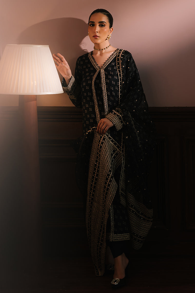 CHARCOAL REVERIE-3PC SILK EMBROIDERED SUIT