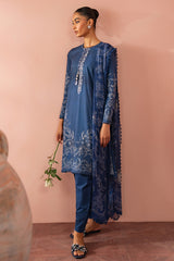 ORNATE BLUE-3 PIECE PRINTED SUIT