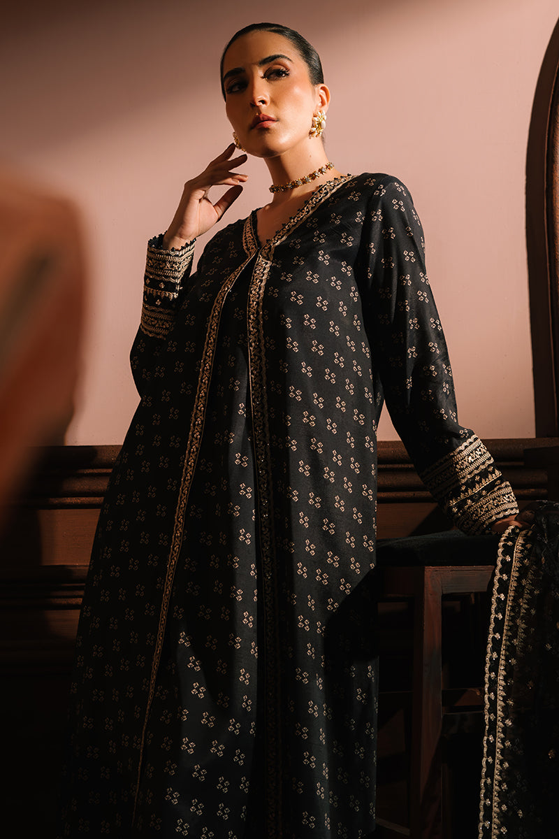 CHARCOAL REVERIE-3PC SILK EMBROIDERED SUIT