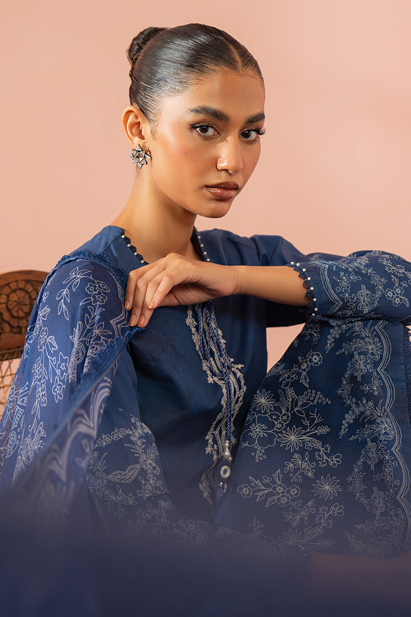 ORNATE BLUE-3 PC (SHIRT, DUPATTA & TROUSER)