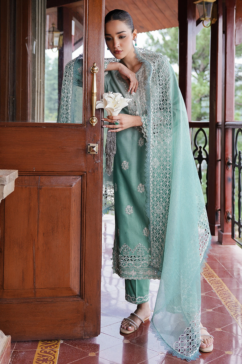 AQUA MELODY-3PC SATIN EMBROIDERED SUIT