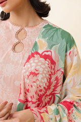 PEACH SORBET-3 PC PRINTED LAWN SUIT