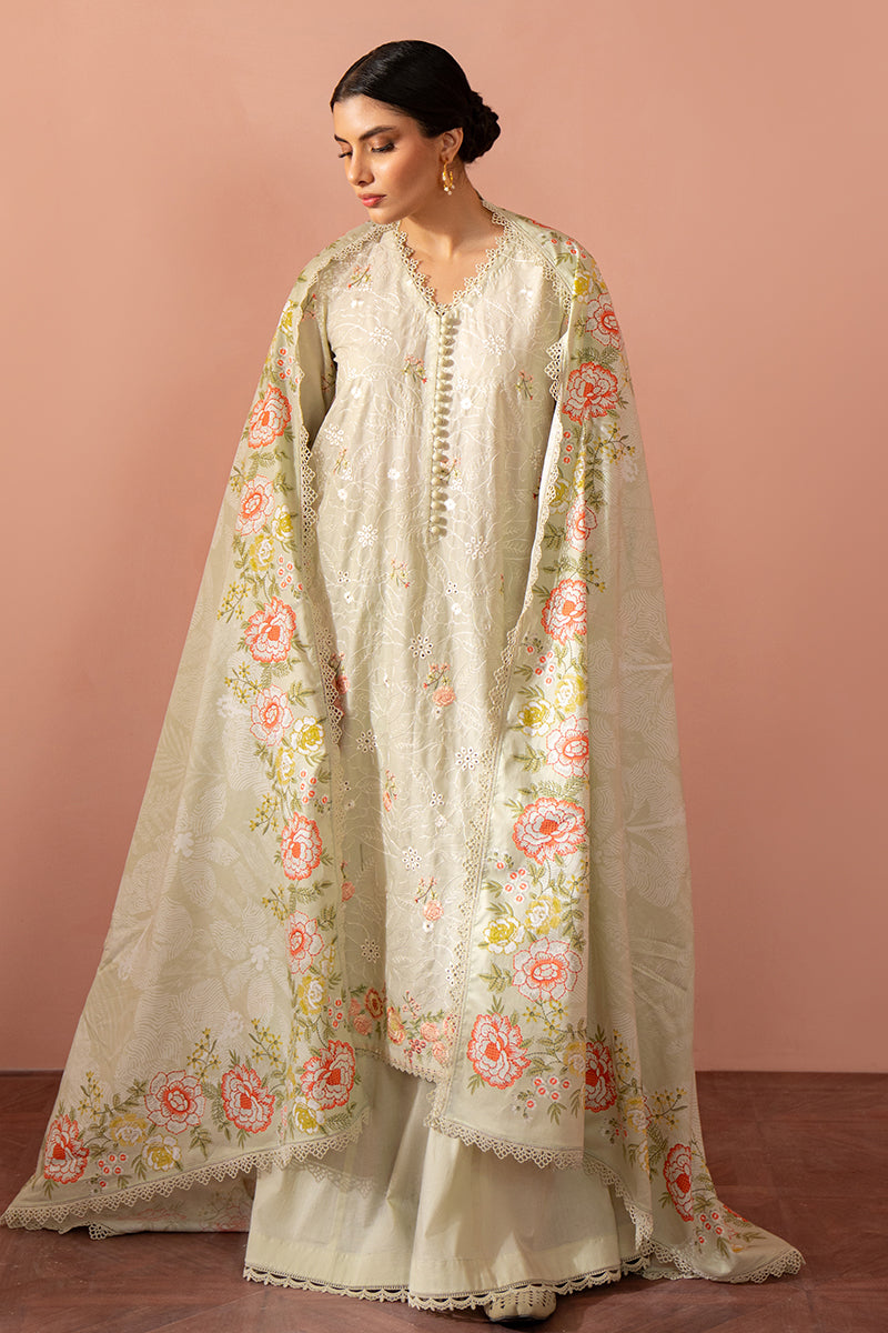 PISTACHIO FROST-3 PIECE EMBROIDERED SUIT