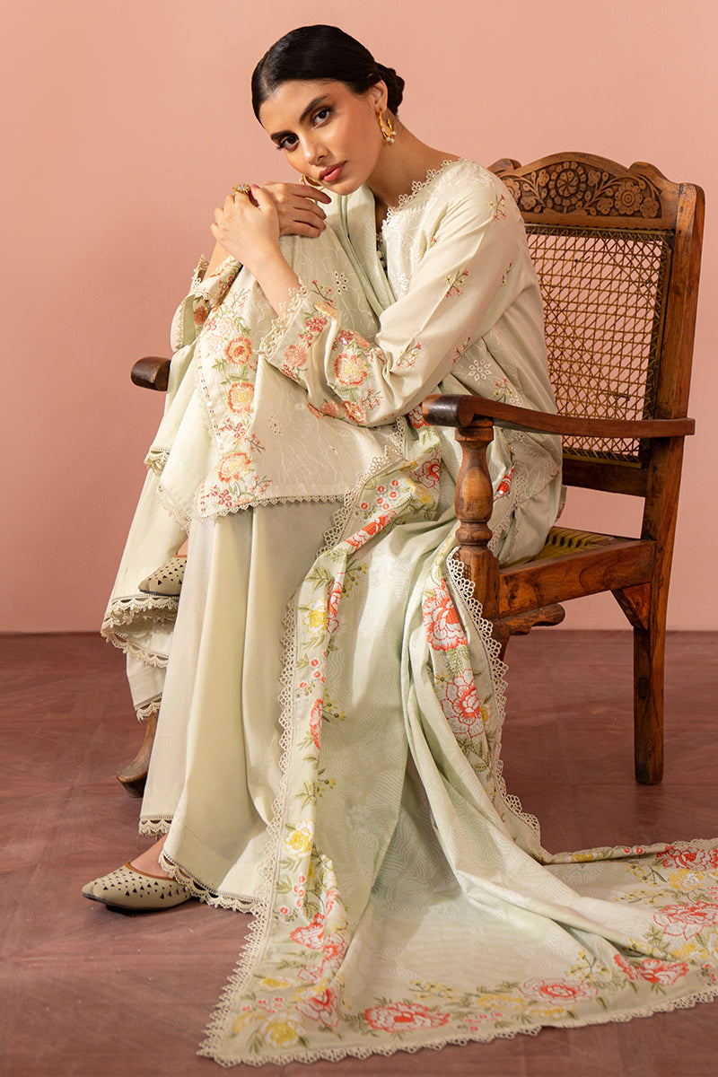 PISTACHIO FROST-3 PIECE EMBROIDERED SUIT