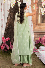 CELADON SPRUCE-3 PIECE EMBROIDERED JACQUARD SUIT