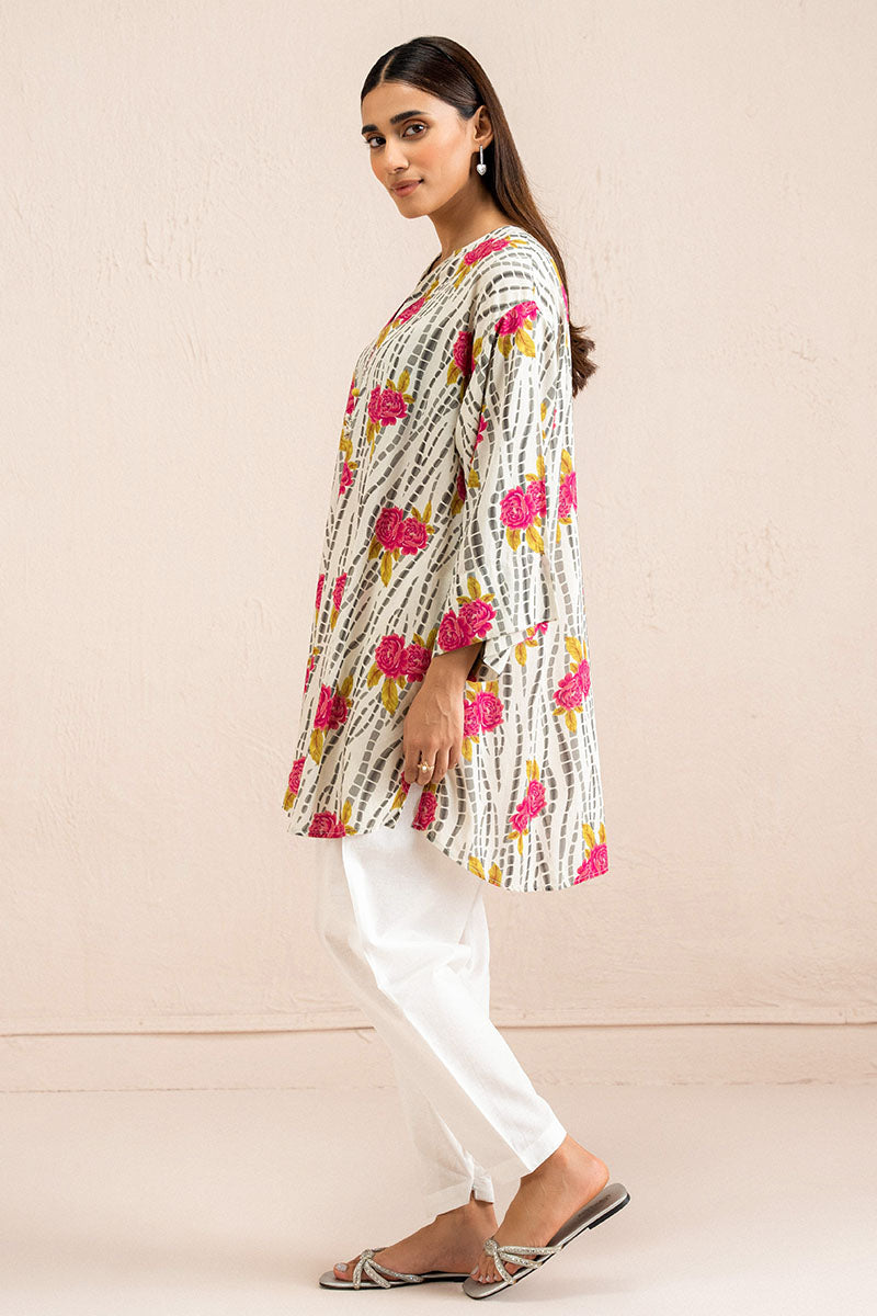 IVORY FROST PRINTED LINEN SHIRT