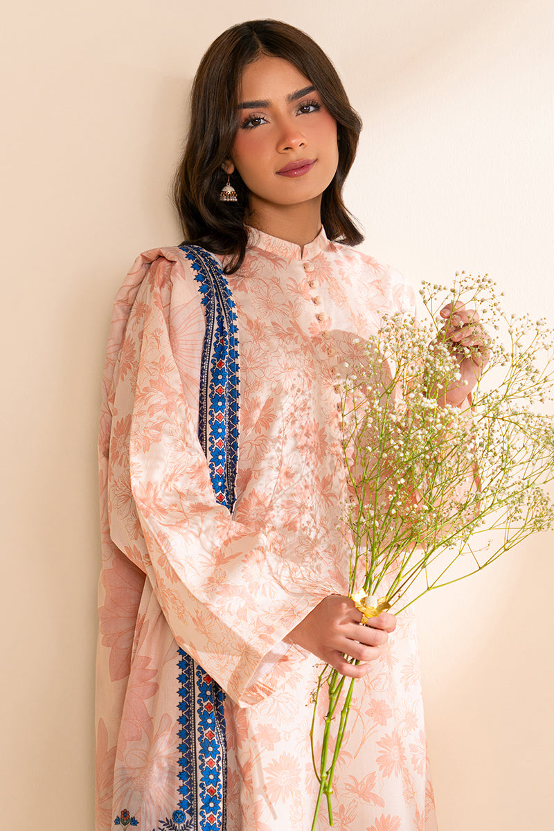 PEACH DUST-3 PC PRINTED LAWN SUIT