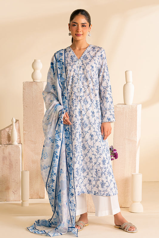 AZURE ASH-3 PC PRINTED LAWN SUIT