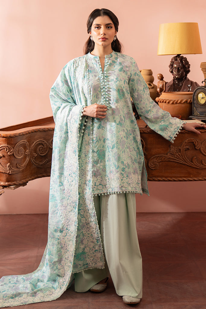 MINT HAZE-3 PC (SHIRT, TROUSER & DUPATTA)