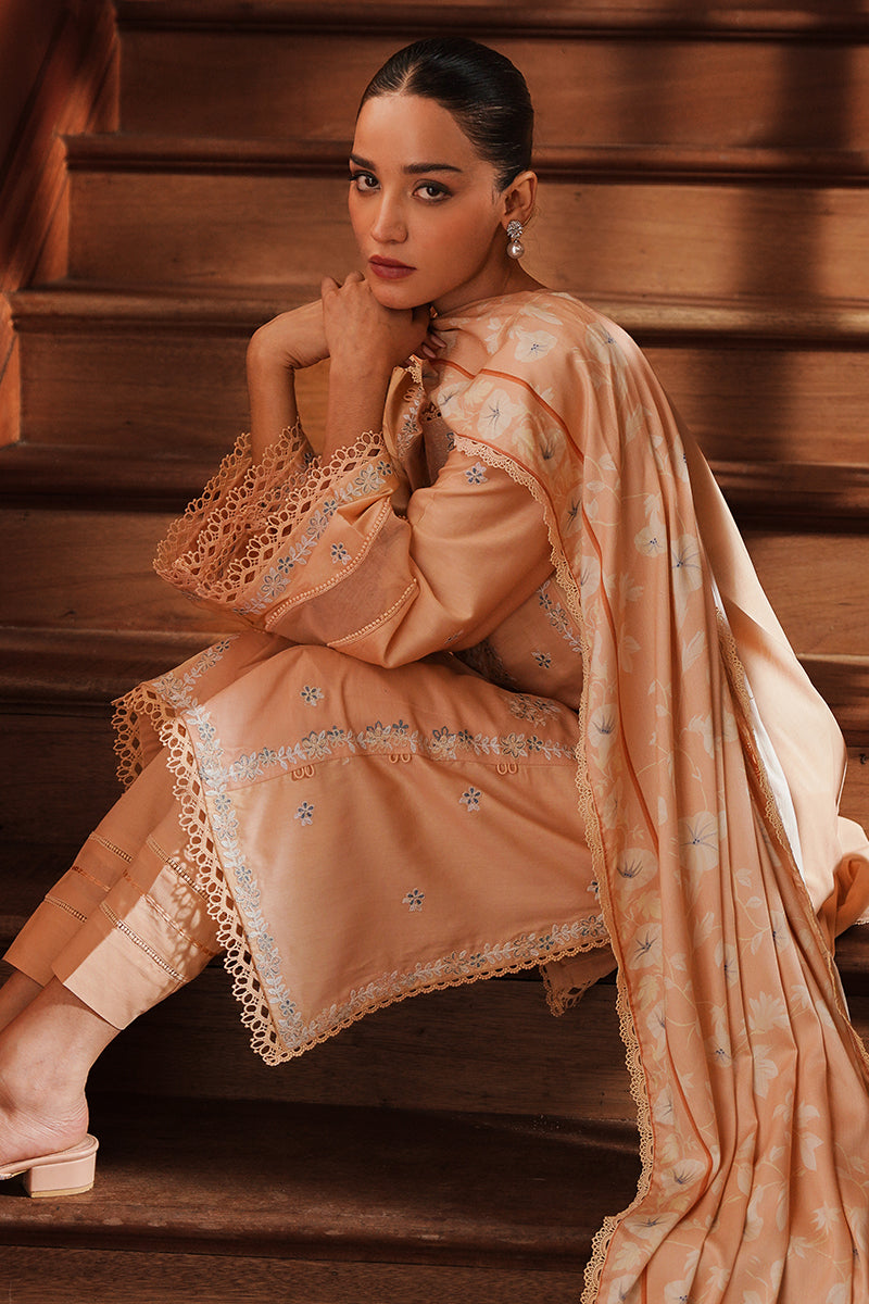 CORAL CHARM-3PC SATIN EMBROIDERED SUIT