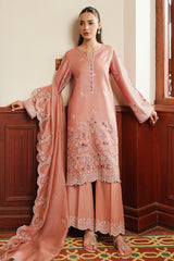 MYSTIC PINK-3PC SATIN EMBROIDERED SUIT