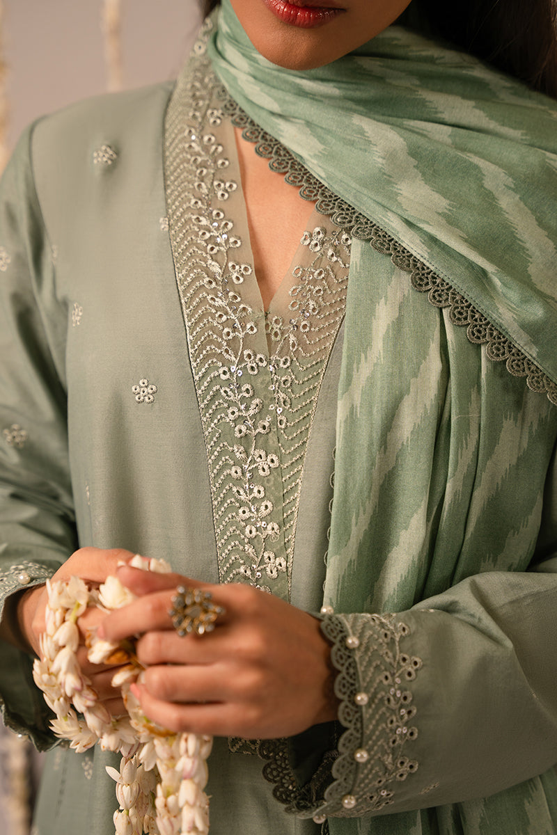 SAGE GREEN-3 PIECE EMBROIDERED LAWN SUIT