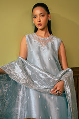 HAZY BLUE-4 PIECE EMBROIDERED ZARI SUIT