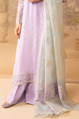 LILAC LUSTER-4 PIECE EMBROIDERED CHIFFON SUIT