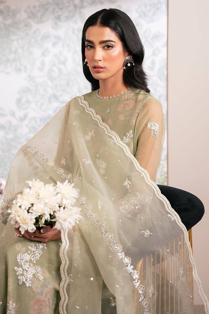 TENDER BREEZE-4 PC EMBROIDERED ORGANZA SUIT