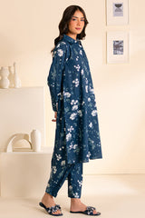 PEACOCK BLUE-2 PC PRINTED LAWN SUIT