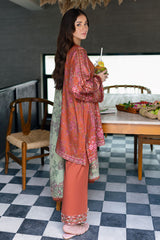 AUTUMN GLAZE-3PC SATIN PRINTED SUIT
