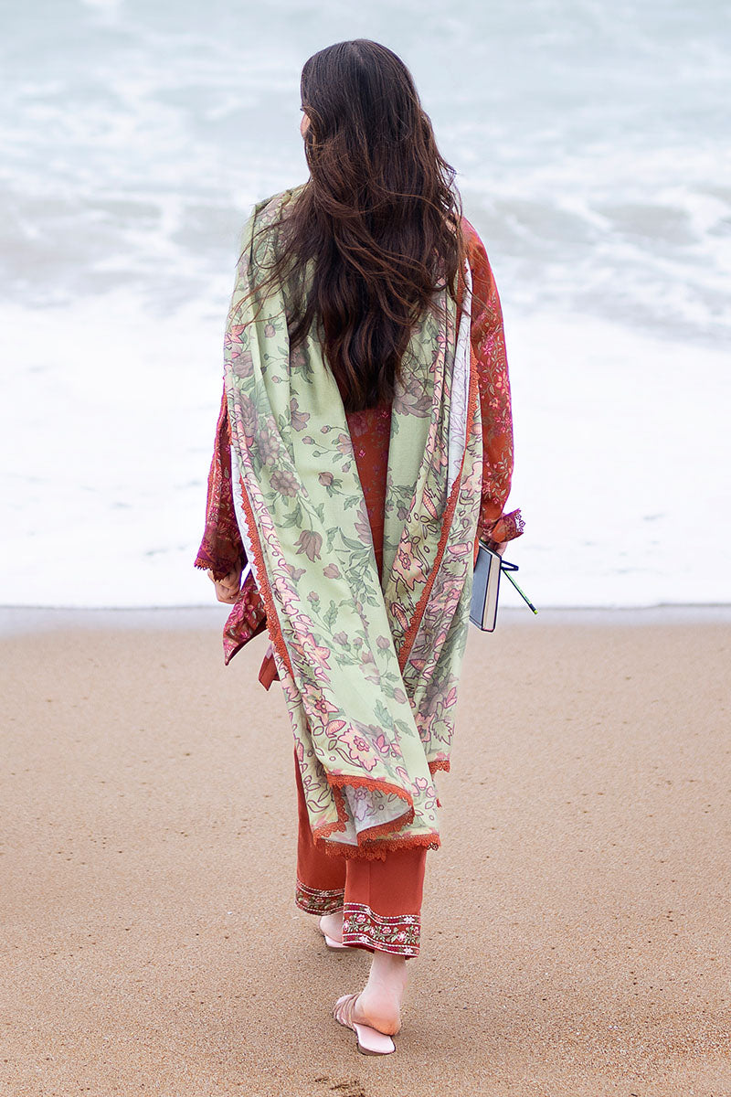 AUTUMN GLAZE-3PC SATIN PRINTED SUIT