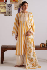 OCHRE BLISS-3PC KHADDAR PRINTED SUIT