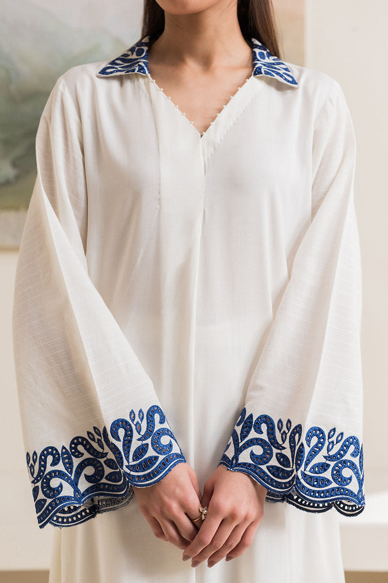 VANILLA MINT EMBELISHED LINEN SHIRT