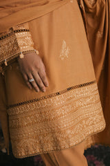 MUSTARD BLOOM-3PC LAWN EMBROIDERED SUIT