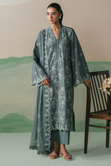FOREST SERENITY-3PC LAWN EMBROIDERED SUIT