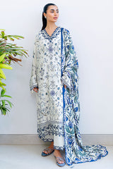 IVORY ORCHID-3PC SATIN PRINTED SUIT