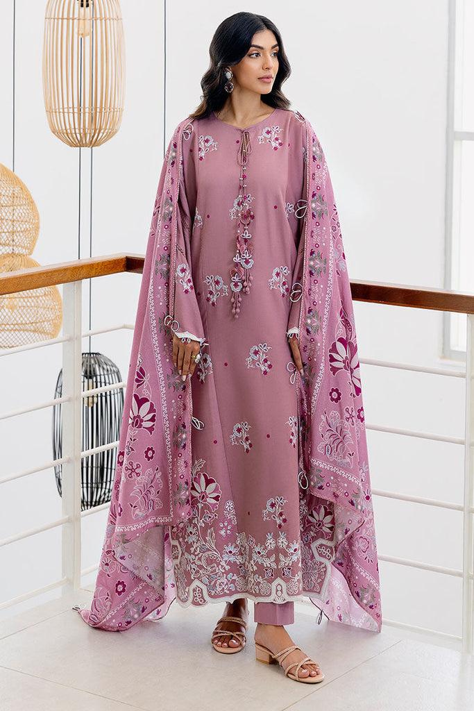 ANTIQUE BLUSH-3PC SATIN EMBROIDERED SUIT