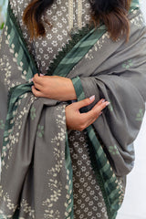 FOREST MIST-3PC SATIN PRINTED SUIT