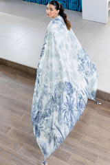 WHIMSICAL TEAL-3PC SATIN PRINTED SUIT