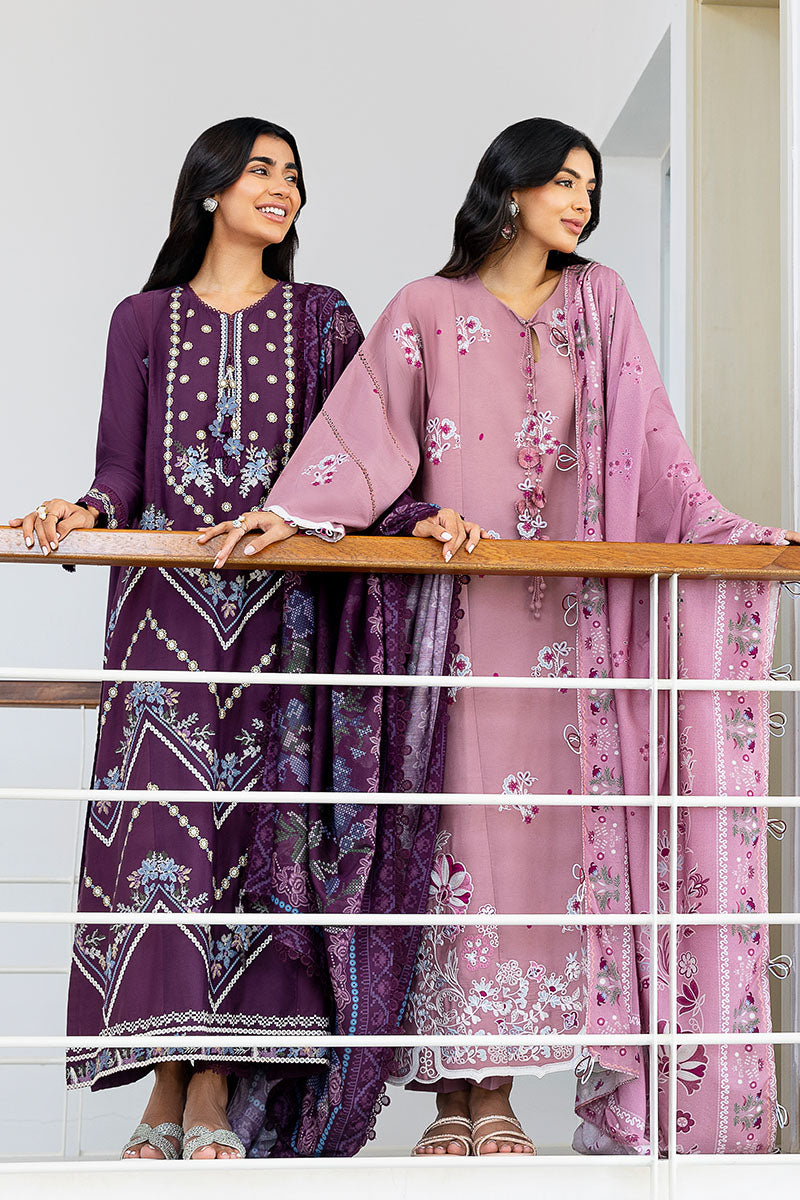 ANTIQUE BLUSH-3PC SATIN EMBROIDERED SUIT