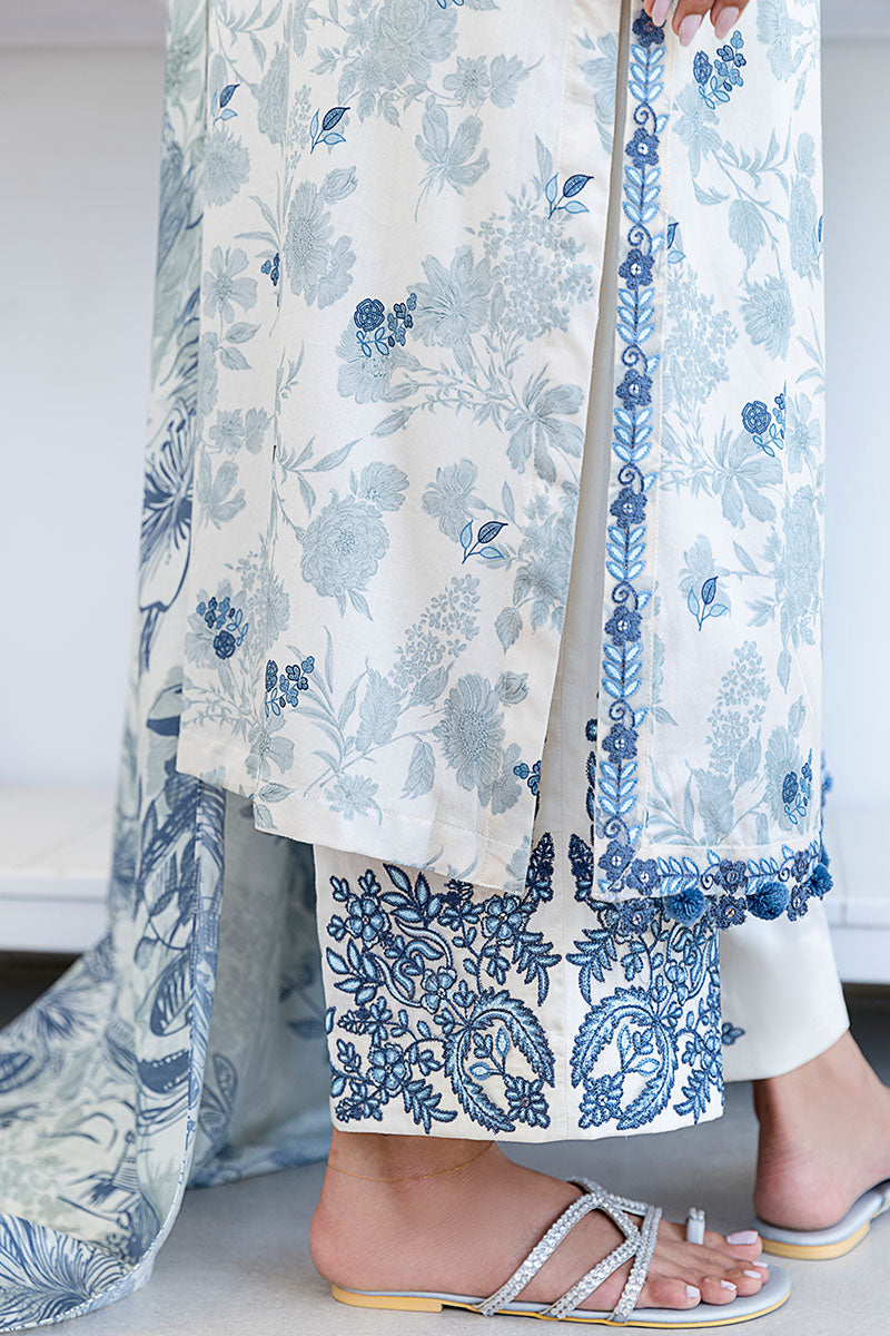 WHIMSICAL TEAL-3PC (SHIRT, TROUSER & DUPATTA)