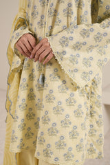 LEMON HAZE-3PC PRINTED LAWN SUIT