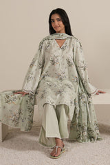 PALE AQUA-3PC PRINTED LAWN SUIT
