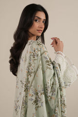 PALE AQUA-3PC PRINTED LAWN SUIT