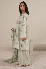 PALE AQUA-3PC PRINTED LAWN SUIT