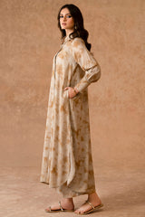 RUSSET WOOD-2 PIECE LINEN PRINTED SUIT