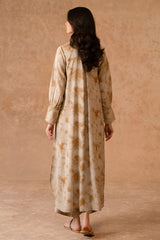 RUSSET WOOD-2 PIECE LINEN PRINTED SUIT
