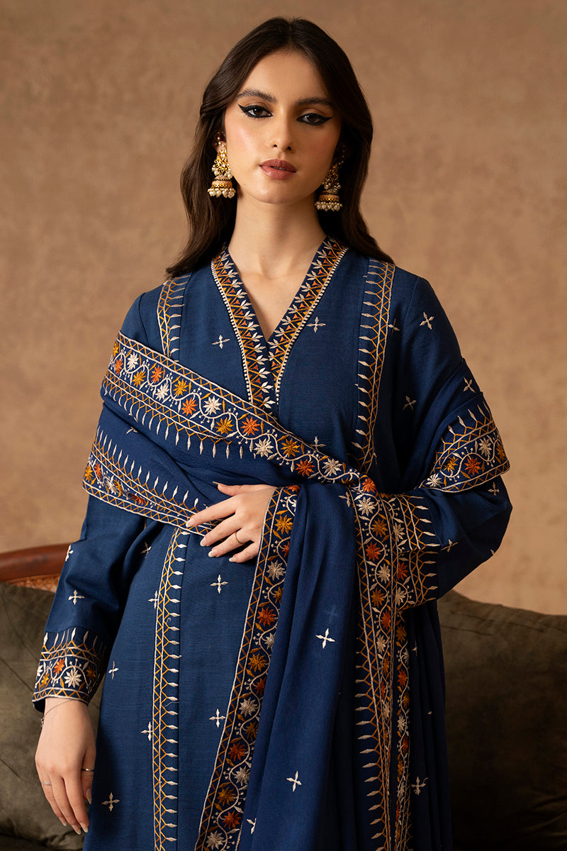 GOSSAMER BLUE-2 PIECE KHADDAR EMBROIDERED SUIT