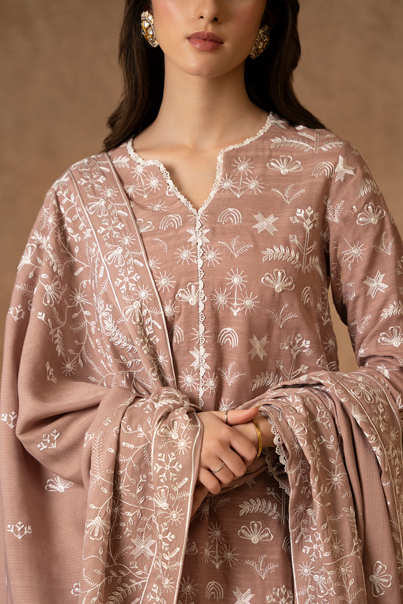DUSTY SAFFRON-2 PIECE KHADDAR EMBROIDERED SUIT