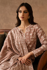 DUSTY SAFFRON-2 PIECE KHADDAR EMBROIDERED SUIT
