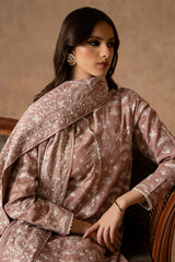 DUSTY SAFFRON-2 PIECE KHADDAR EMBROIDERED SUIT