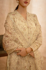 CLOUD CREAM-2 PIECE ORGANZA EMBROIDERED SUIT