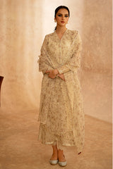 CLOUD CREAM-2 PIECE ORGANZA EMBROIDERED SUIT