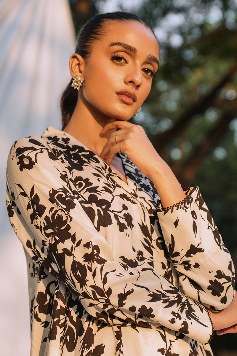 FLORAL COR-1 PIECE LINEN PRINTED SHIRT